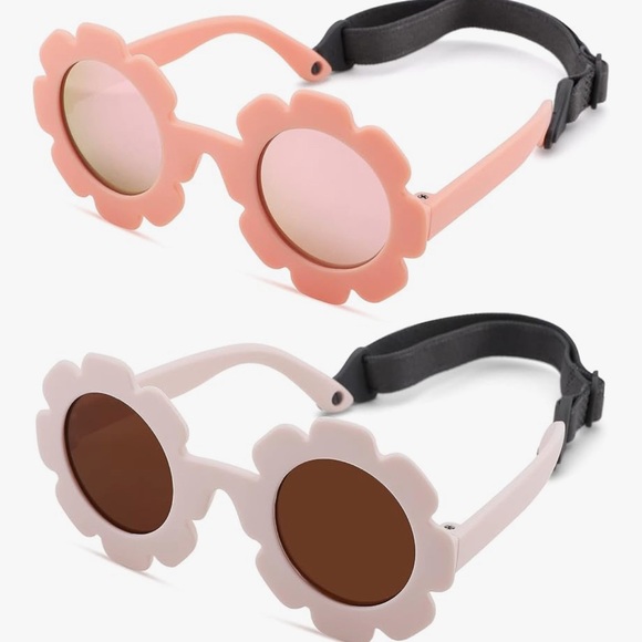 Floral Pink and White Infant Sunglasses - Picture 1 of 2